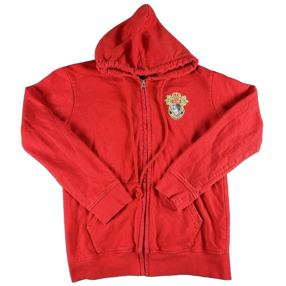 Parishes of Bermuda Youth 10 Red Full Zip Hoodie Crest 100% Cotton Sweatshirt